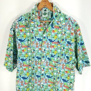 Senor Frog's Hawaiian Shirt Men's Small Multicolor Frog Print Short Sleeve